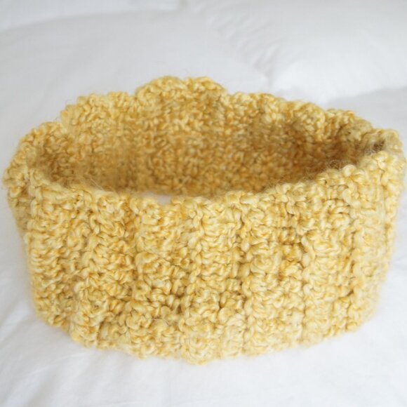 Handmade Mustard Yellow Knit Winter Ski Headband Ear Muff Cowl - Picture 5 of 8